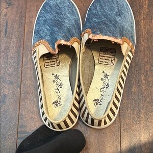 Blue and Brown Slip-On Shoes